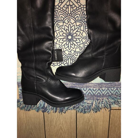 knee Hi Black Leather Winter Boots Fur Lining EU Sz 37-Carmela (Made in Spain) - Picture 3 of 12